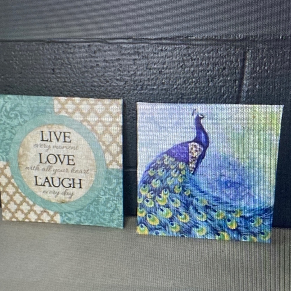 Peacock and Inspirational Quote Wall Art Set